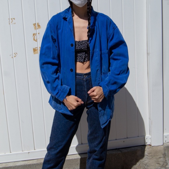 Vintage royal blue boxy jacket - Picture 1 of 6